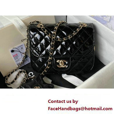 chanel Mirror Calfskin, Calfskin  &  Gold-Tone Metal Mini Flap Bag  &  Star Coin Purse AS4647 Black 2024